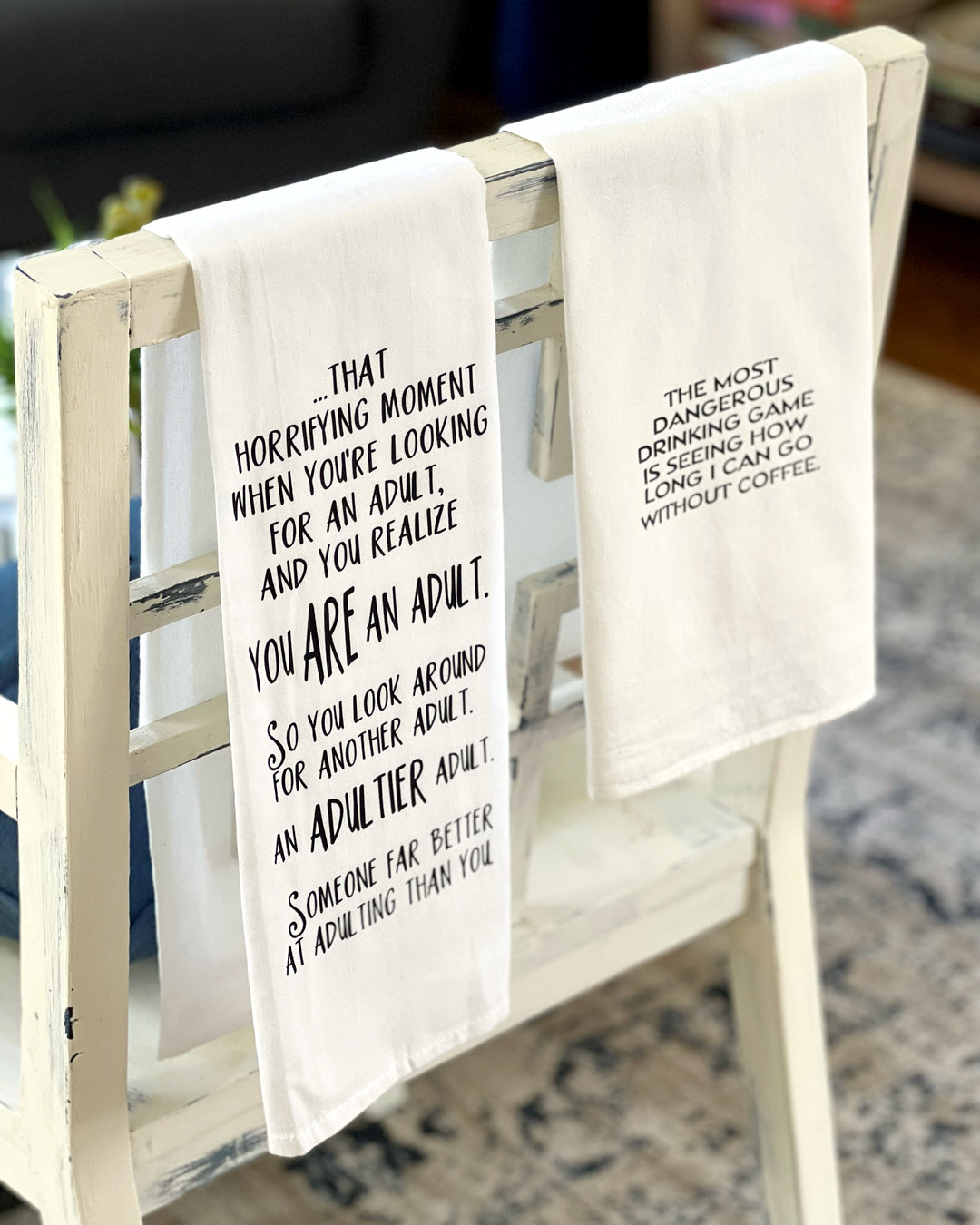 you had me at, 'we'll make it look like an accident' - humorous bar tea kitchen towel LG