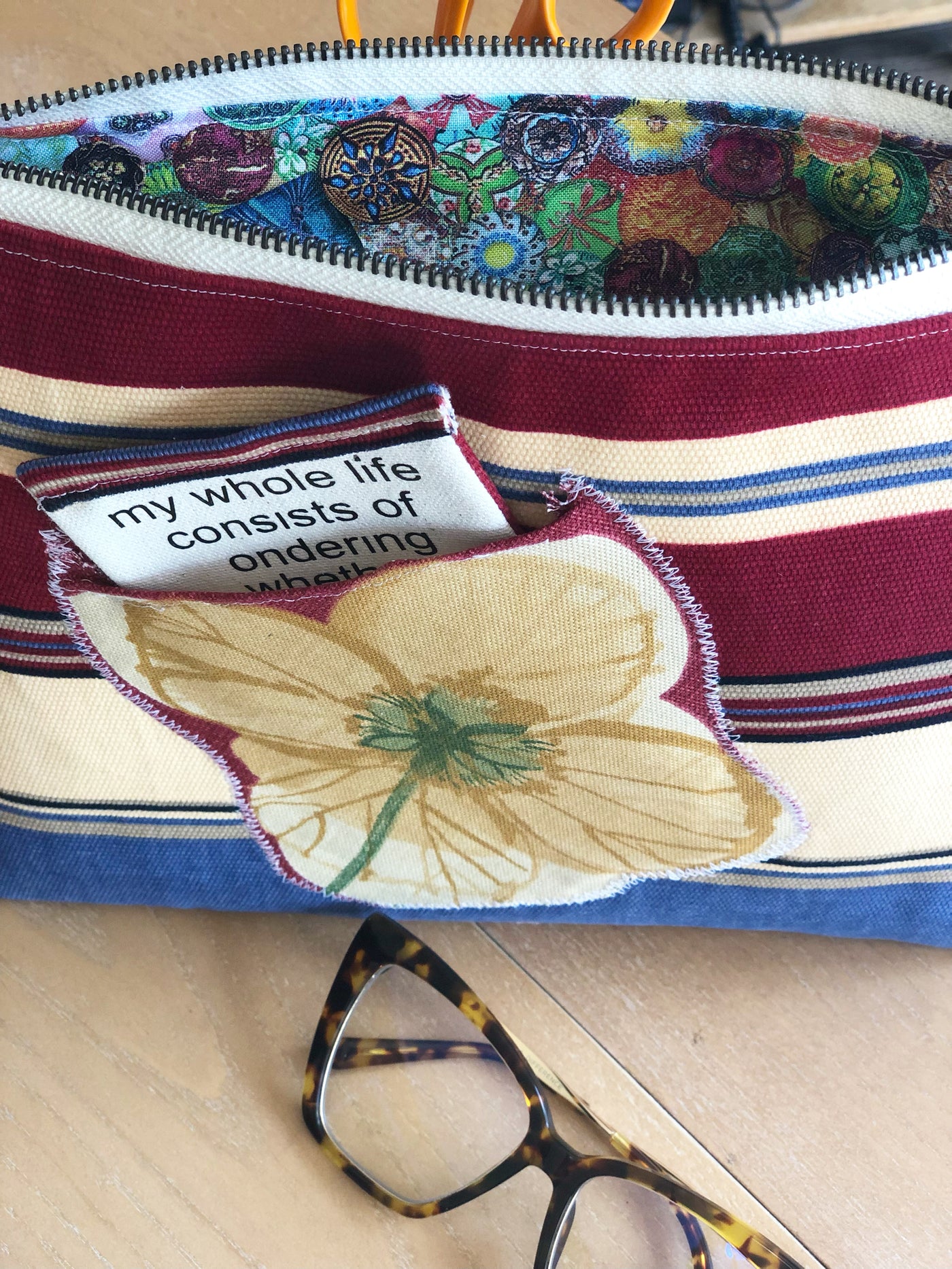 flower pocket - canvas zip bag