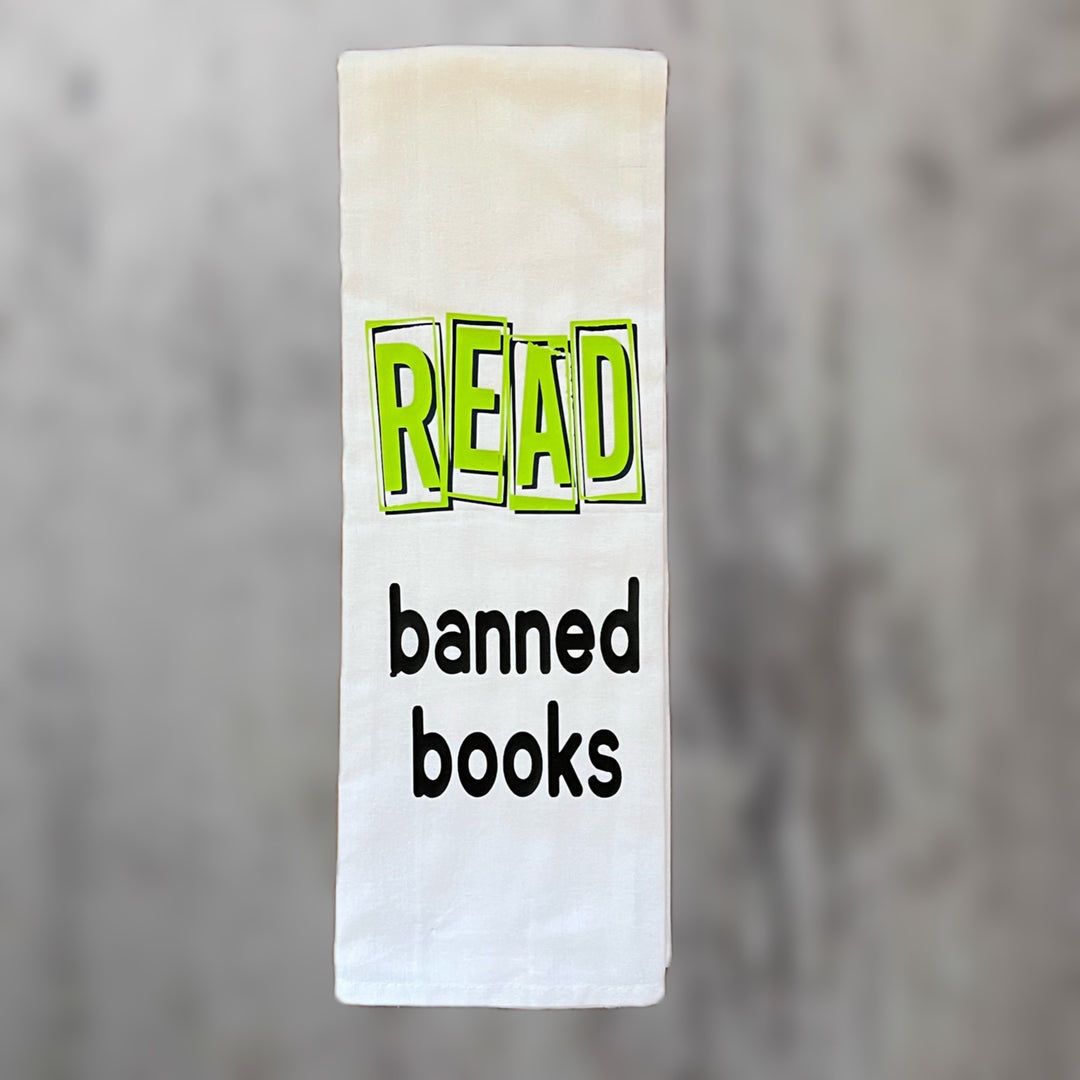 book nerds, read banned books - humorous kitchen bar towel