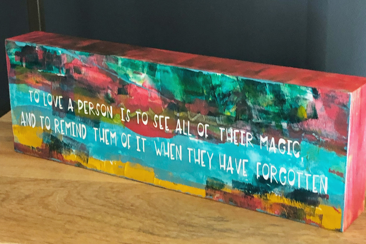 to love a person - wood panel art