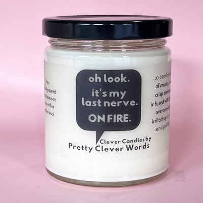oh look, it's my last nerve word bubble - oakmoss and amber candle