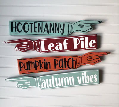 autumn collection - wooden pointy finger signs