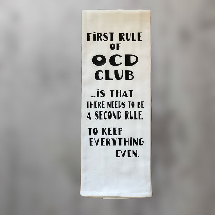 First rule of OCD Club - humorous bar tea kitchen towel LG