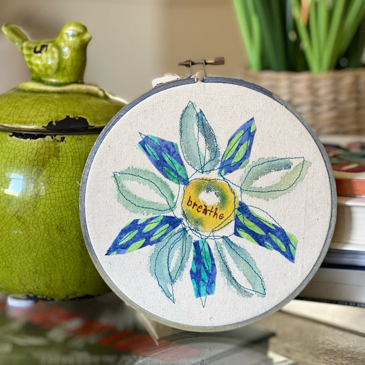 breathe more - word hoop art