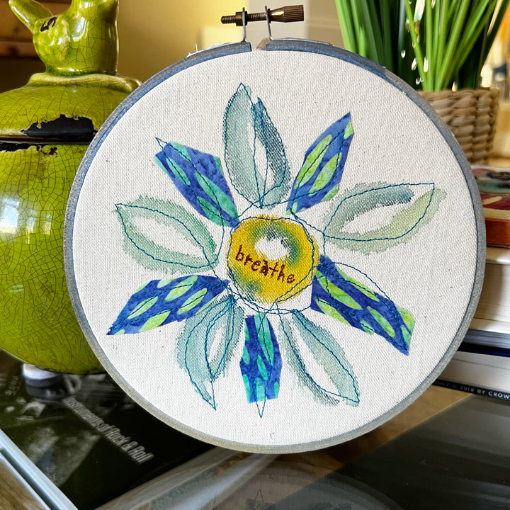 breathe more - word hoop art