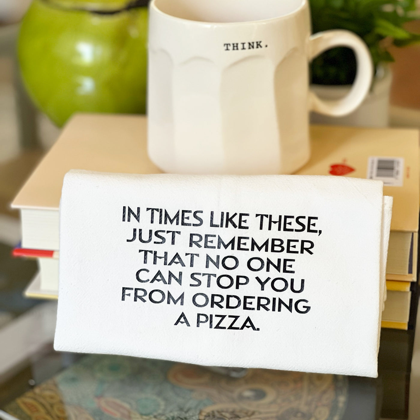 don't stop ordering pizza - humorous bar kitchen towel SM