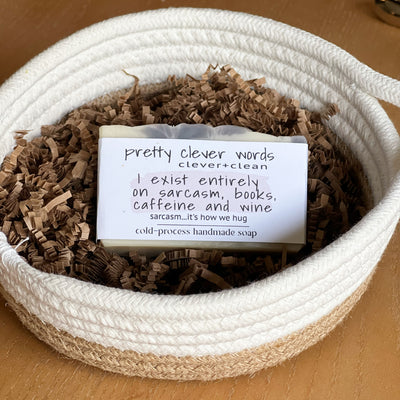 clever+clean peony amber bar soap - i exist entirely on sarcasm and caffeine