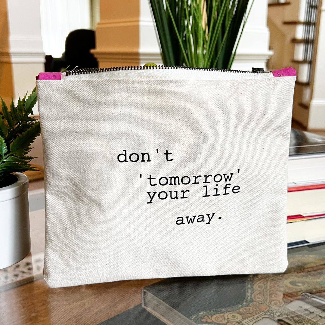 mini canvas makeup medication money zip bag