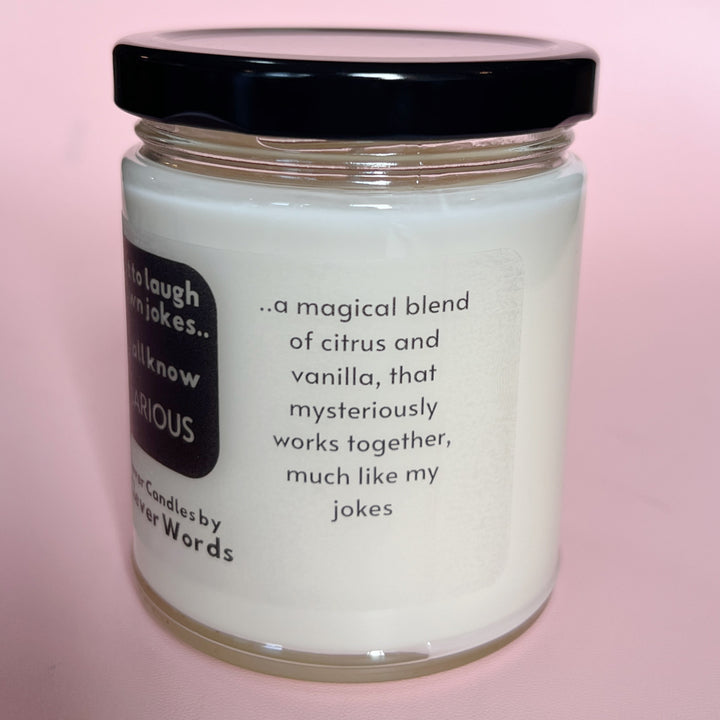 we all know I'm hilarious word bubble - vanilla lime candle