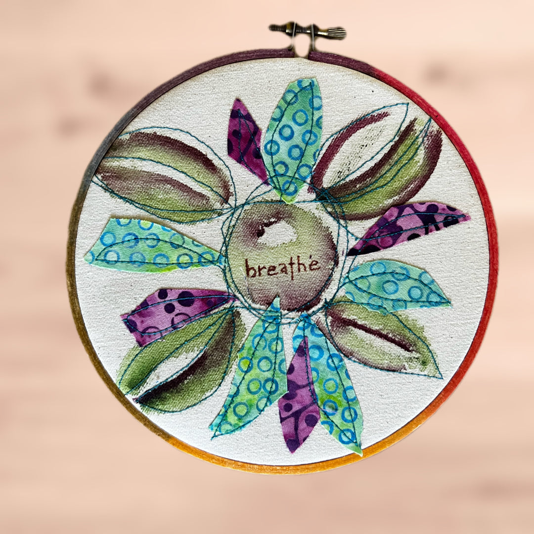 breathe more - word hoop art