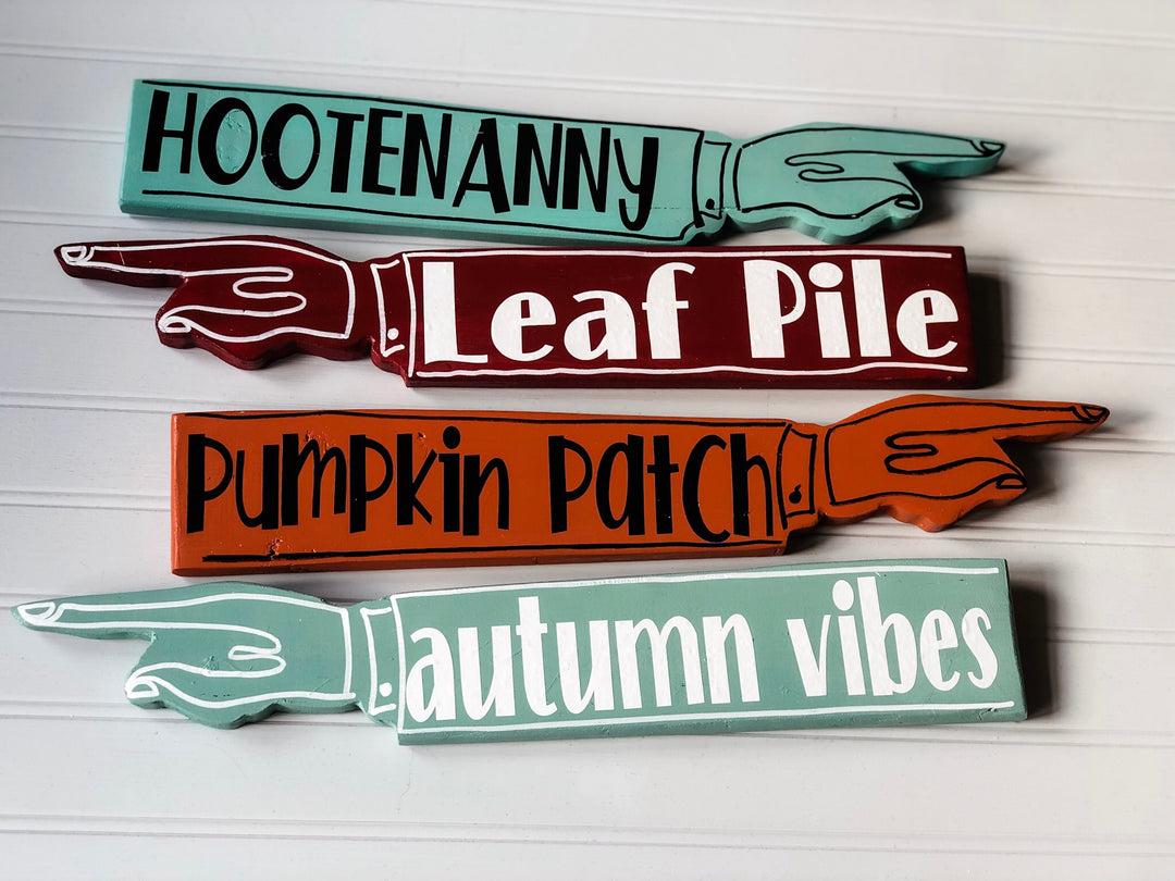 autumn collection - wooden pointy finger signs