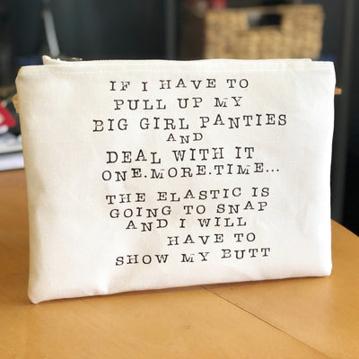 big girl panties - white canvas zip bag