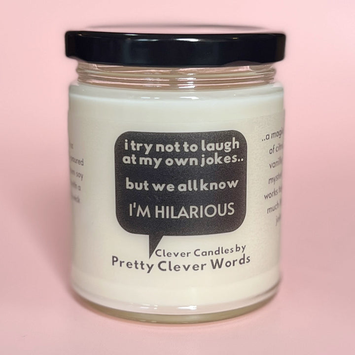 we all know I'm hilarious word bubble - vanilla lime candle