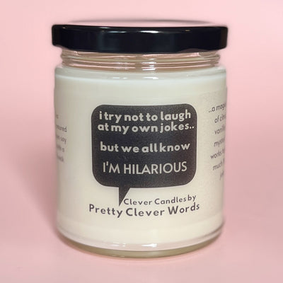 we all know I'm hilarious word bubble - vanilla lime candle
