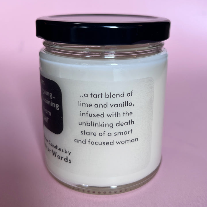 i am explaining why I'm right word bubble - vanilla lime candle