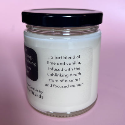 i am explaining why I'm right word bubble - vanilla lime candle
