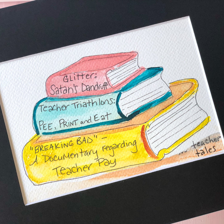 true life bookshelf vol. 15  - watercolor print