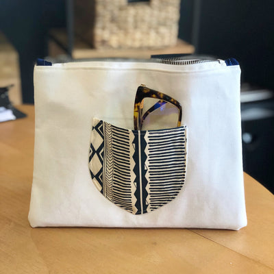 friends come and go - white canvas zip bag