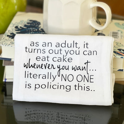 the cake police - humorous bar kitchen towel SM