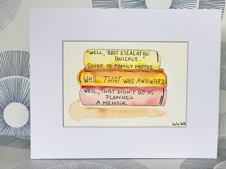 true life bookshelf vol. 8  - watercolor print