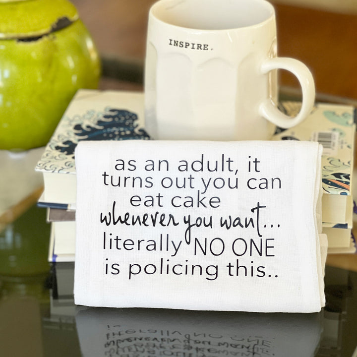 the cake police - humorous bar kitchen towel SM