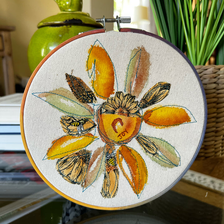 joy more - word hoop art