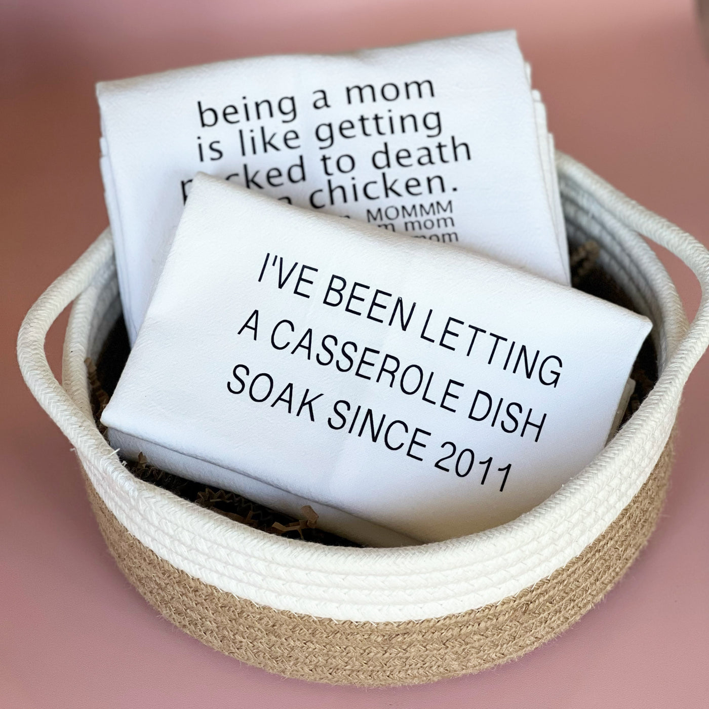 letting that casserole dish soak - humorous bar kitchen towel SM