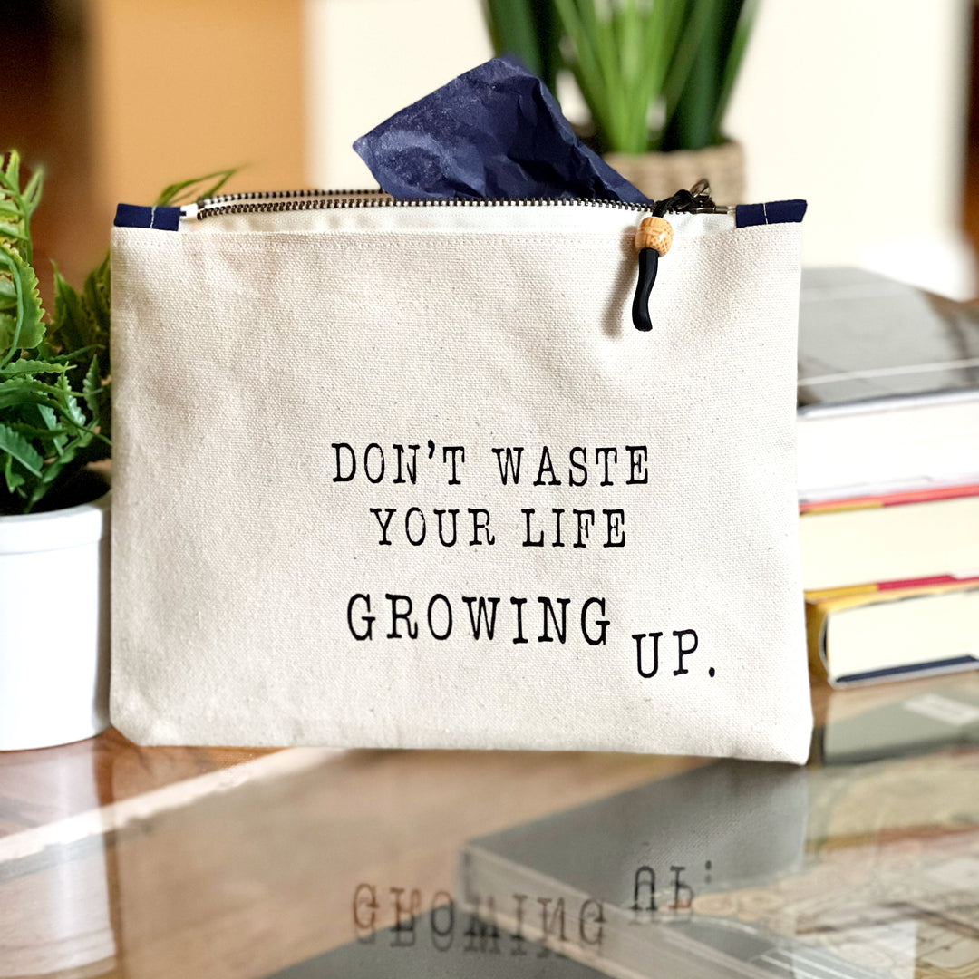 mini canvas makeup medication money zip bag