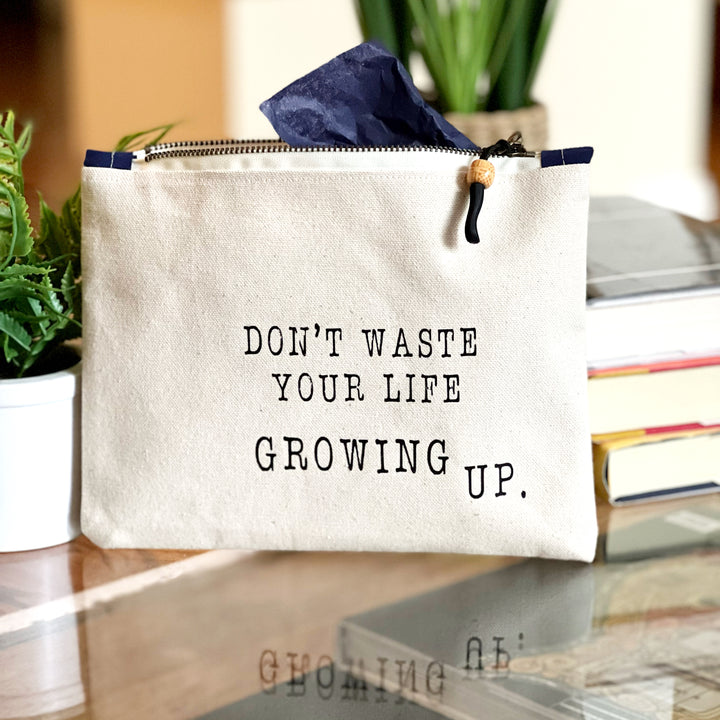 mini canvas makeup medication money zip bag