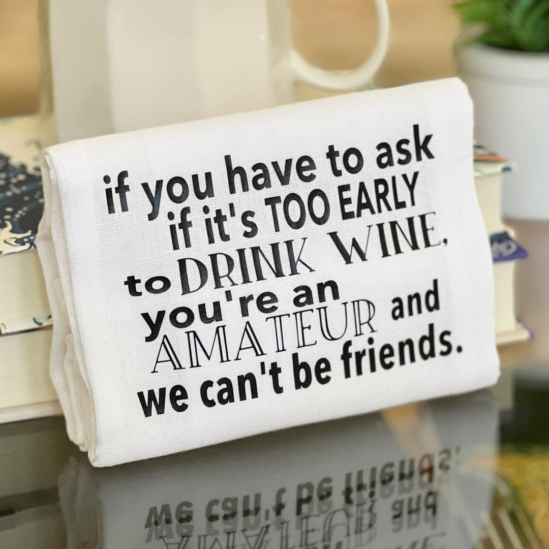 wine amateur - humorous bar kitchen towel SM