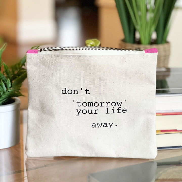 mini canvas makeup medication money zip bag