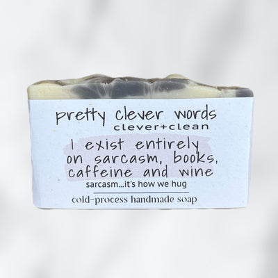 clever+clean peony amber bar soap - i exist entirely on sarcasm and caffeine