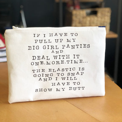 big girl panties - white canvas zip bag