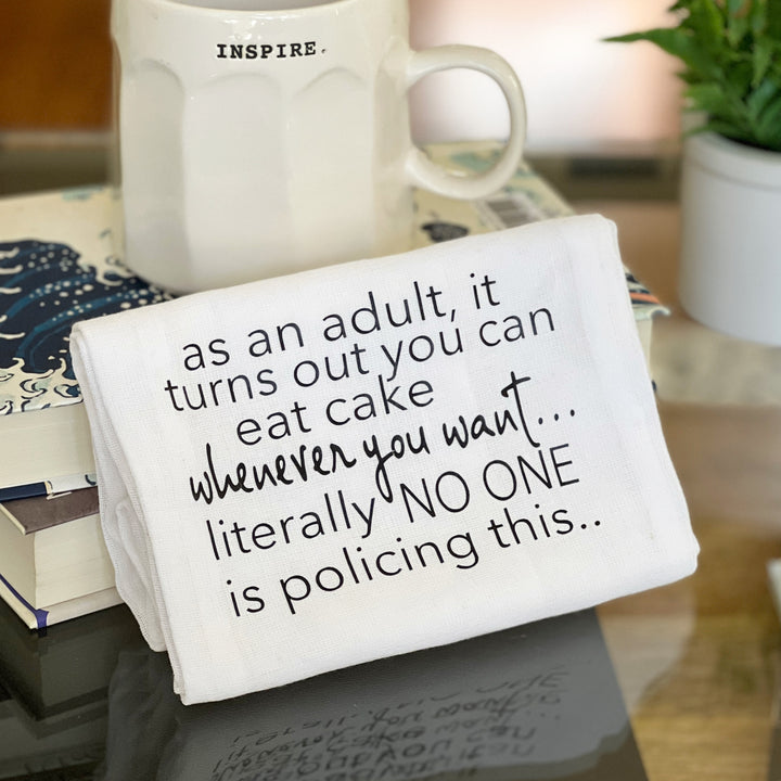 the cake police - humorous bar kitchen towel SM