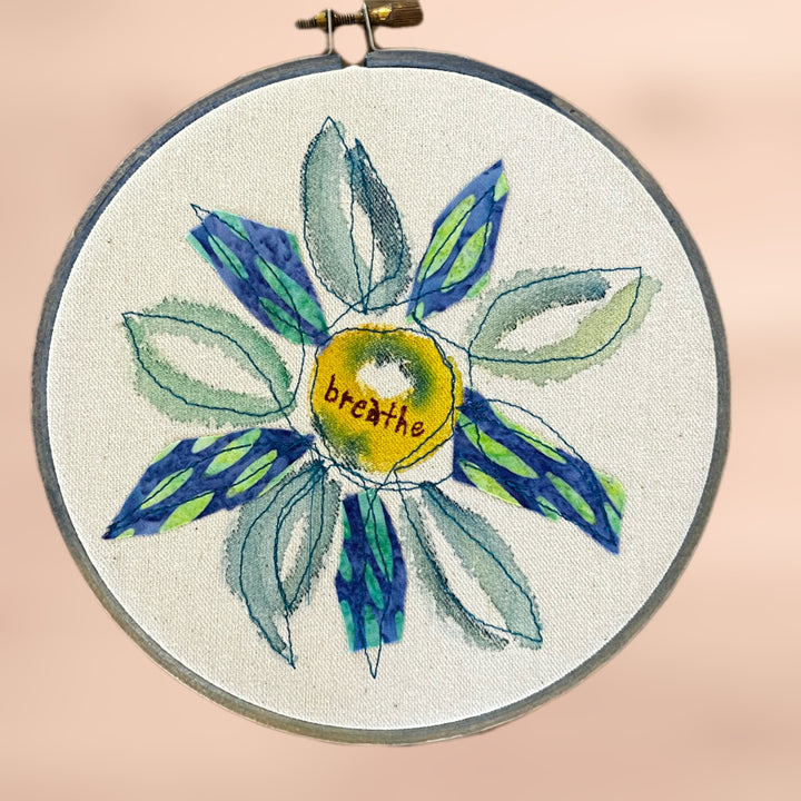 breathe more - word hoop art