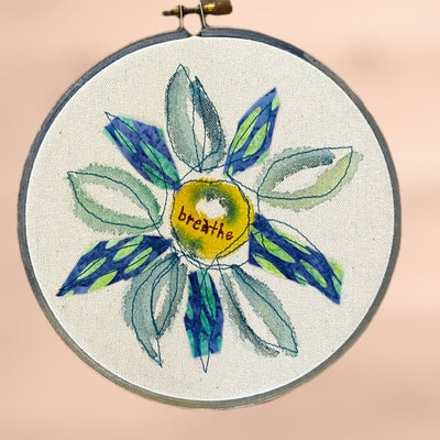 breathe more - word hoop art