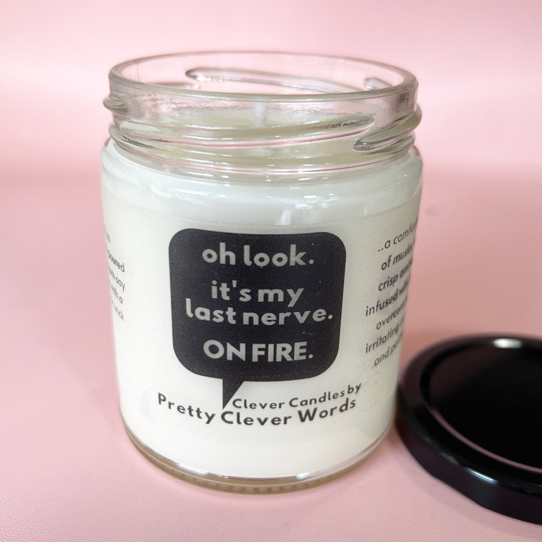 oh look, it's my last nerve word bubble - oakmoss and amber candle