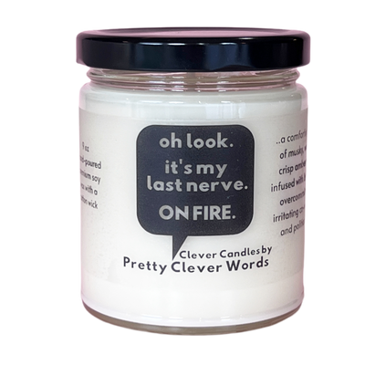 oh look, it's my last nerve word bubble - oakmoss and amber candle