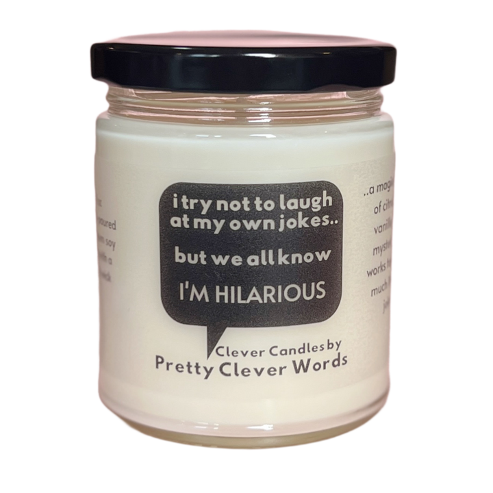 we all know I'm hilarious word bubble - vanilla lime candle