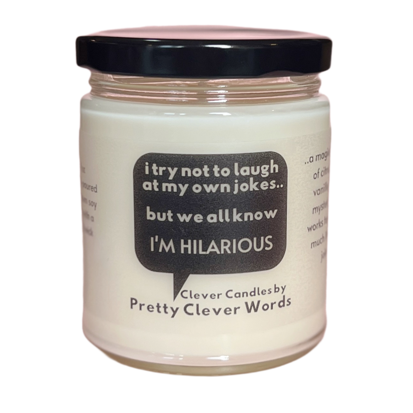 we all know I'm hilarious word bubble - vanilla lime candle