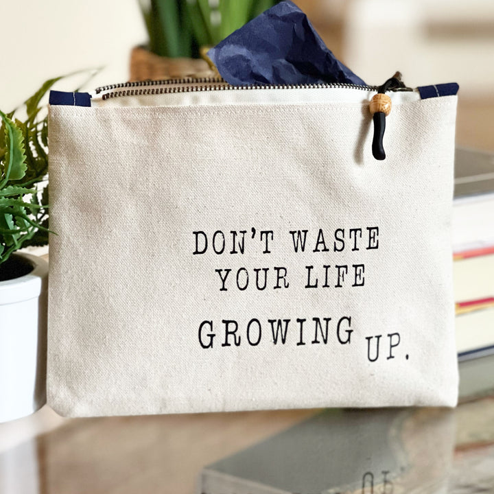 mini canvas makeup medication money zip bag