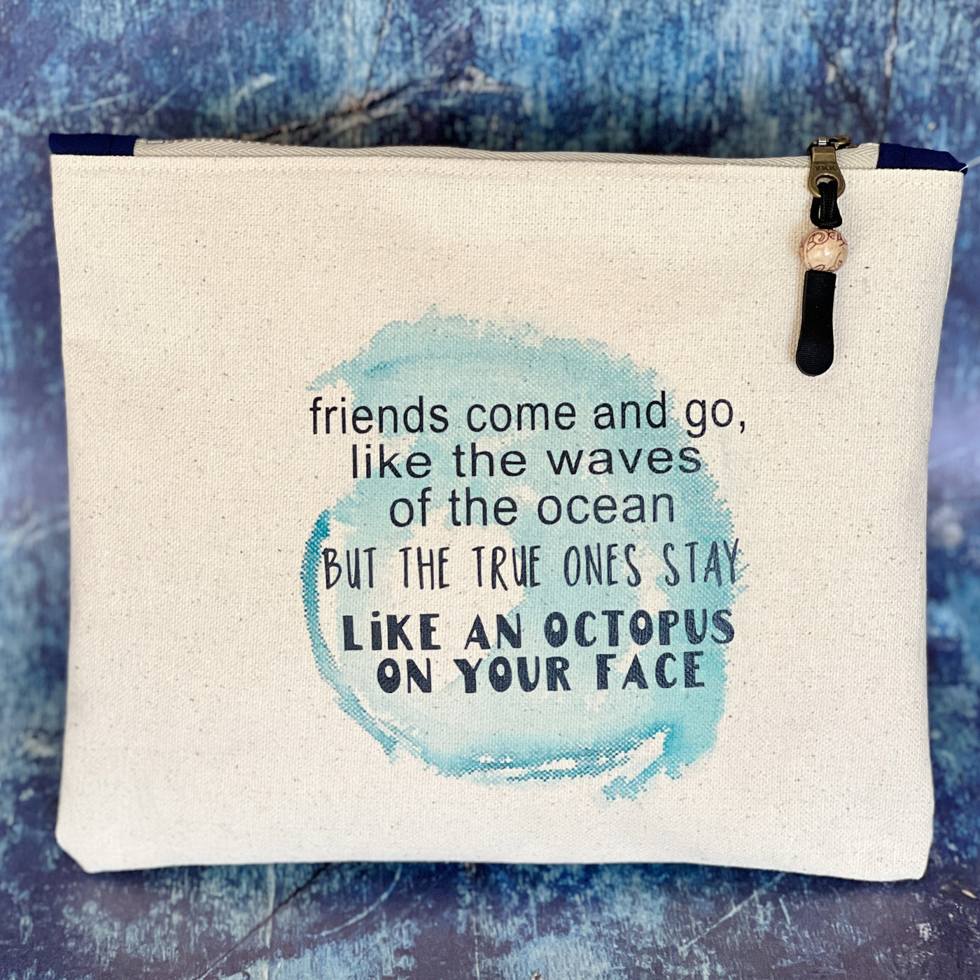 mini canvas painted zip bag - friends come and go