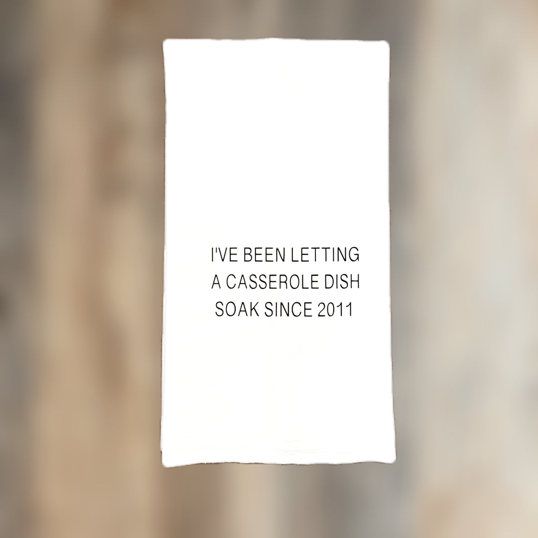 letting that casserole dish soak - humorous bar kitchen towel SM