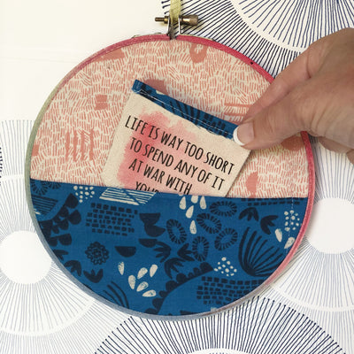 life is way too short - pocket hoop art