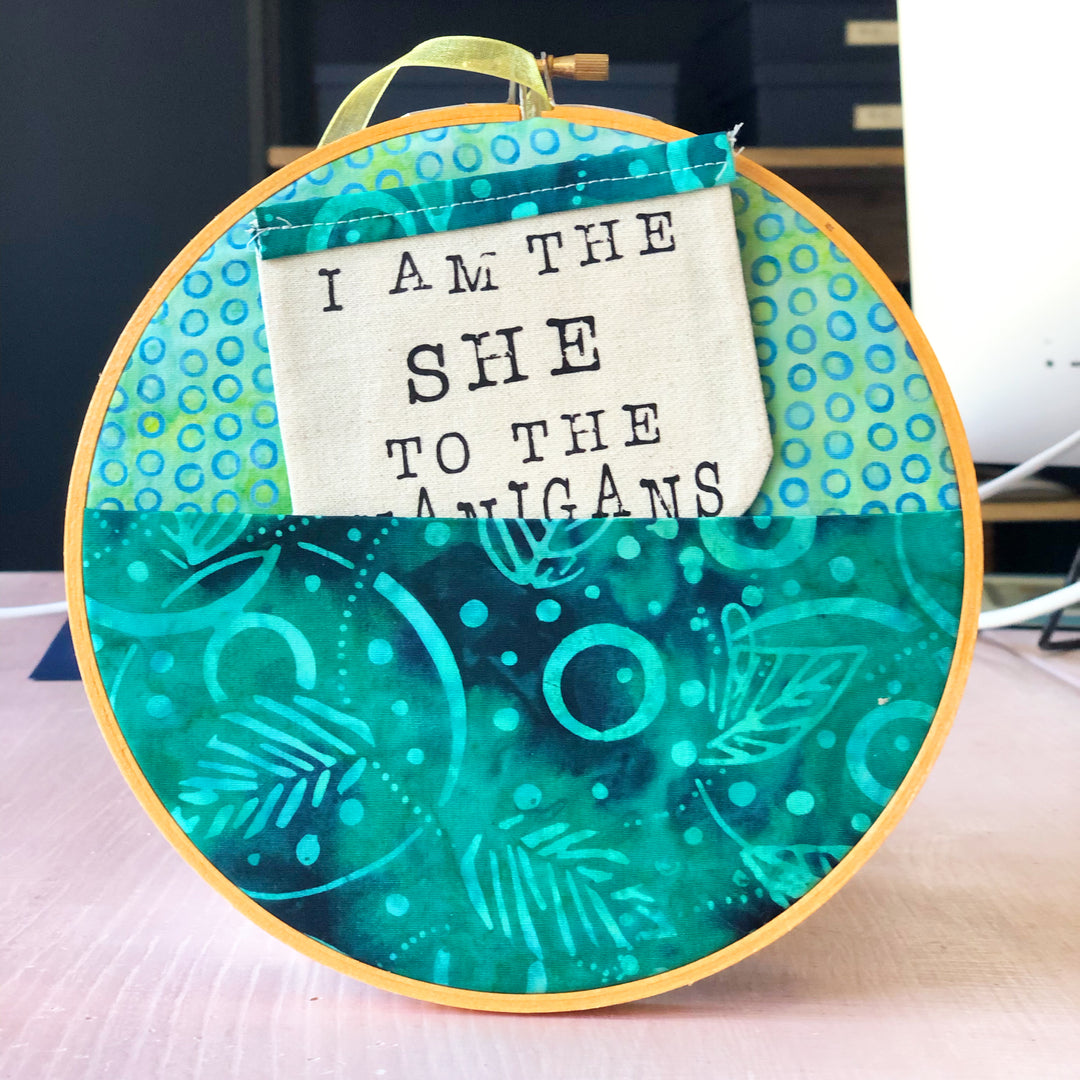 leafy green pocket hoop art