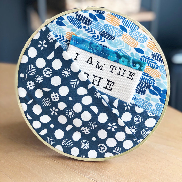 blue suns and moon pocket hoop art