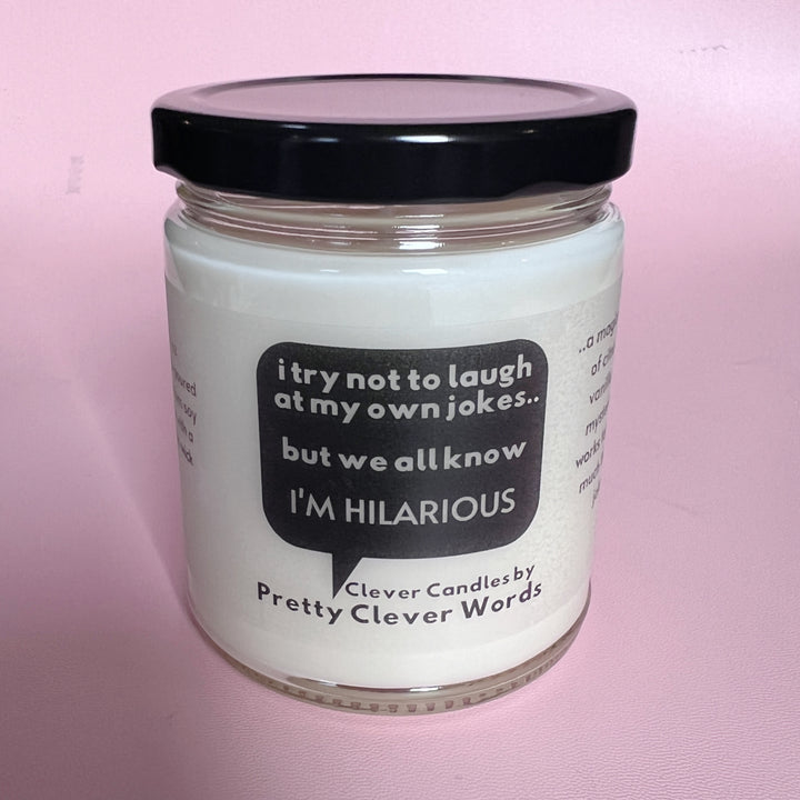 we all know I'm hilarious word bubble - vanilla lime candle