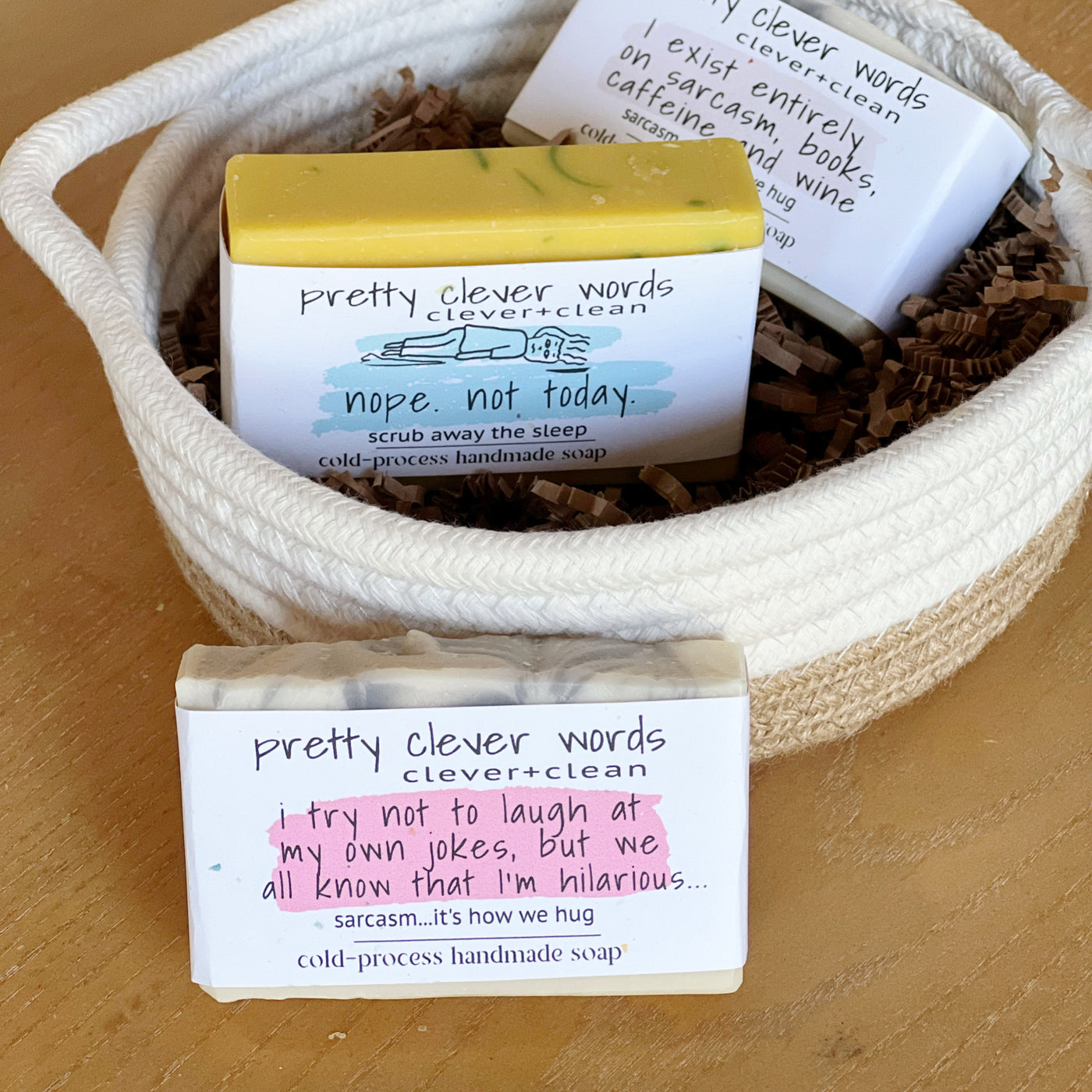 clever+clean peony amber bar soap - i exist entirely on sarcasm and caffeine