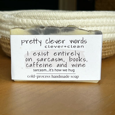 clever+clean peony amber bar soap - i exist entirely on sarcasm and caffeine
