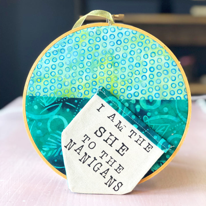leafy green pocket hoop art